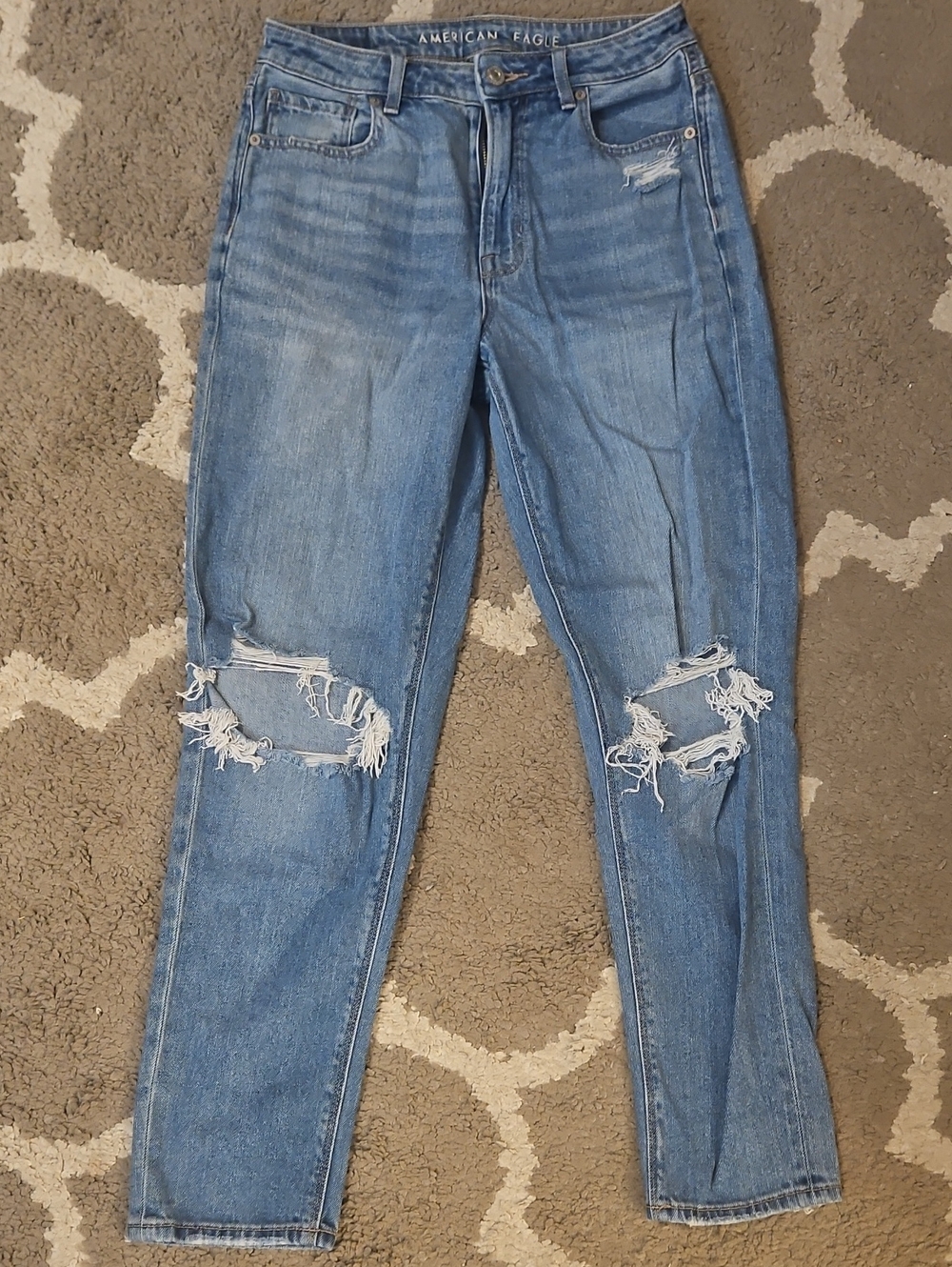 American Eagle Outfitters Women's Medium Blue Distressed Boyfriend Jeans